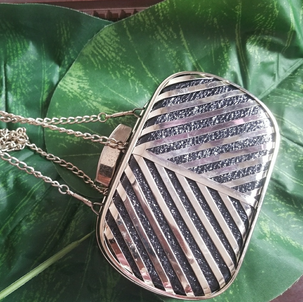 Black and Gold Metal Clutch